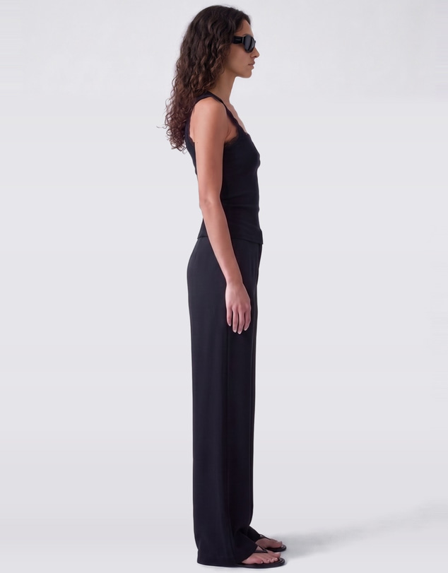 Style Addict - Lace Trim Tank - Black