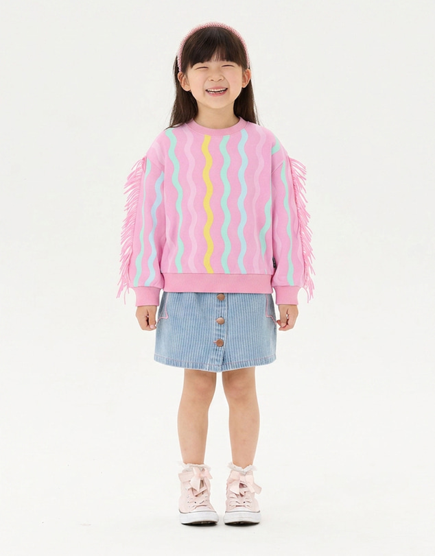 Rock Your Kid - Candy Stripe Funky Fringe Sweatshirt