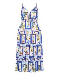 City Chic - Aiza Postcard Print Maxi Dress