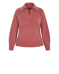 City Chic - Plus size Star Alley Collared Jumper - rose