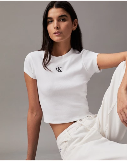 Calvin Klein Jeans - Slim Cropped Ribbed T-shirt