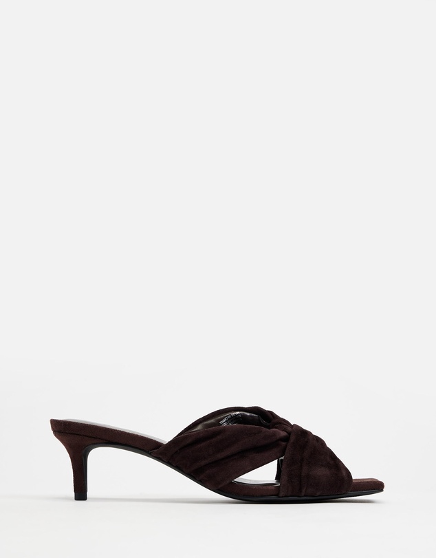 Atmos&Here - Ember Twist Detail Square Toe Suede Heels
