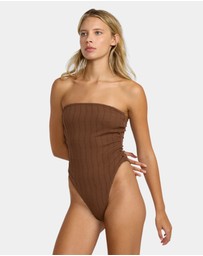 RVCA - Womens Chevy Grooves Bandeau One Piece Swimsuit
