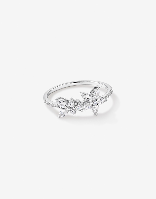 Michael Hill - Floral Pavé Ring with Cubic Zirconia in Sterling Silver