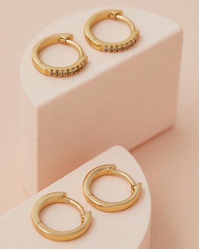Sorrento Hoop Huggie Earrings Pack