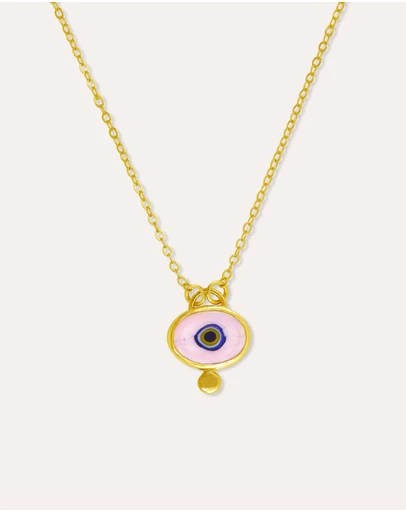Ottoman Hands - Alara Pink Evil Eye Pendant Necklace