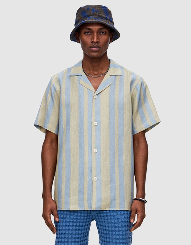 OAS Company - Mist Strata Cuba Linen Shirt