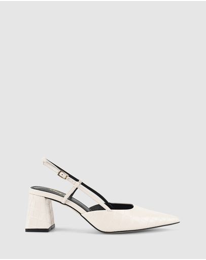 Chalk White Croc Leather