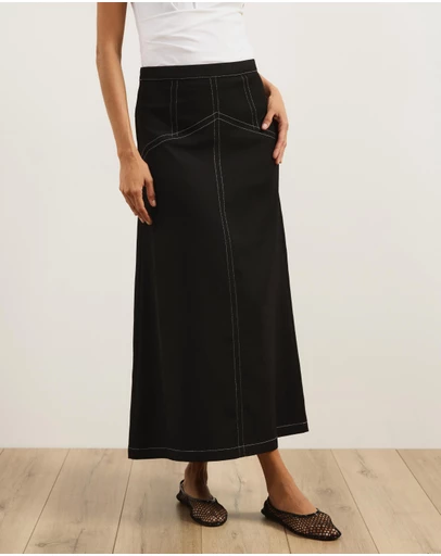 Atmos&Here - Mia Contrast Stitch Maxi Skirt