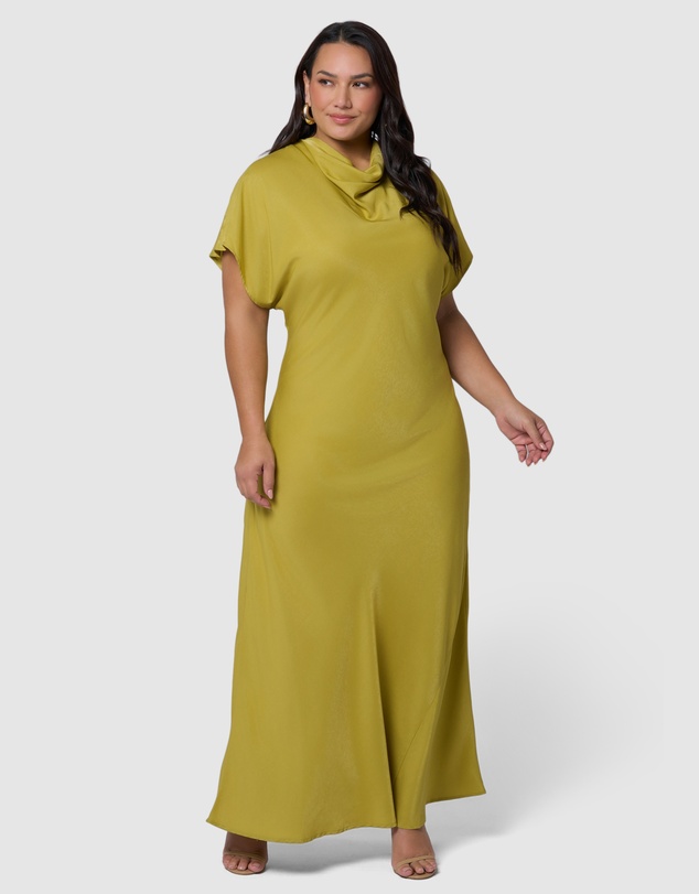 Pink Dusk by Curve Project - Afterglow Satin Midi Dress