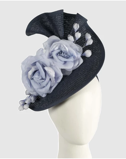 Fillies Collection - Bespoke Sculpted Navy Blue Racing Fascinator