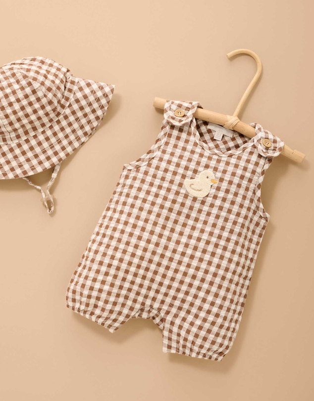 Purebaby - Gingham Romper-Kids-Babies