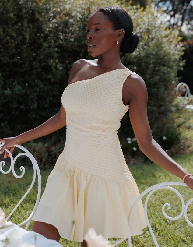 Petal & Pup - Elaria Off Shoulder Mini Dress - Butter Yellow