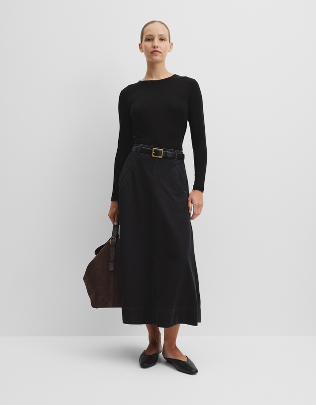 Country Road - Lightweight Denim Midi Skirt