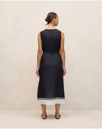 Trenery - Linen Blend Border Print Dress in Night Sky