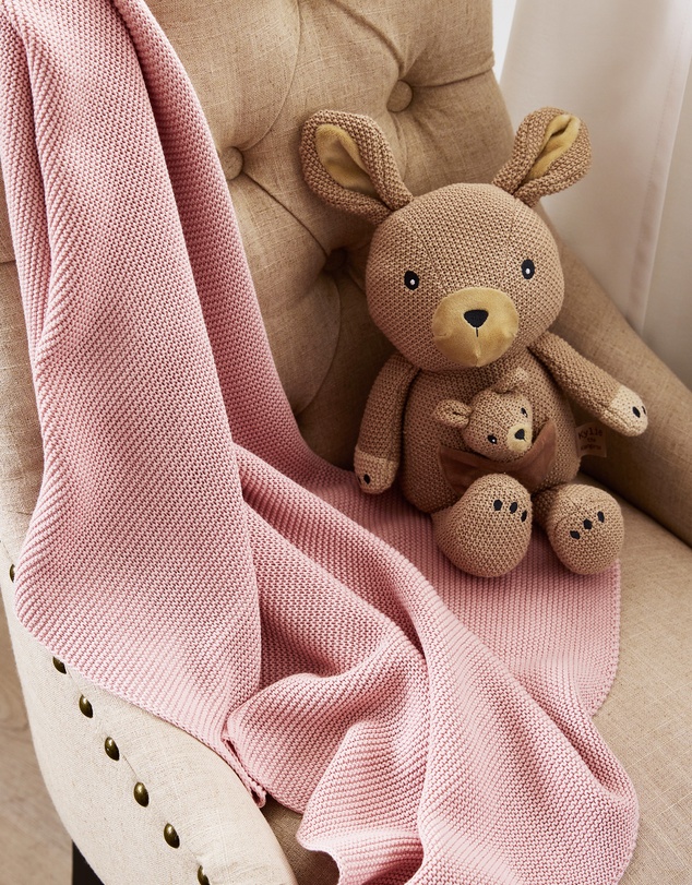 Living Textiles - Pram Knitted Blanket - Dusty Rose