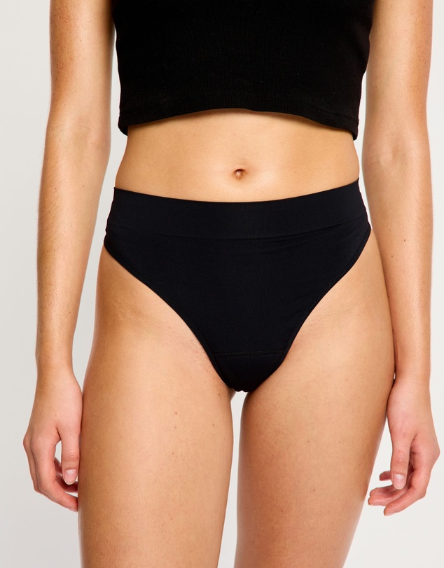 Modibodi - Modicomfort Seamless Hi Waist Period Underwear Thong Light Absorbency
