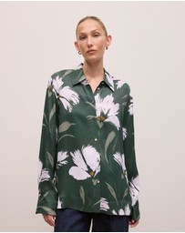 Trenery - Wilda Satin Shirt in Forest