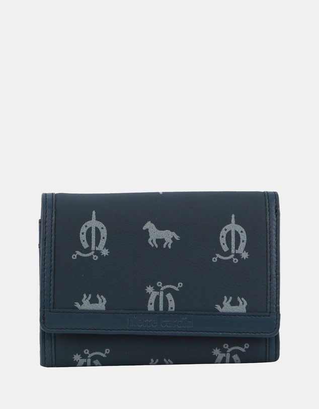 Pierre Cardin - Pierre Cardin Canvas Print/Leather Trim Bi-Fold Flap Wallet