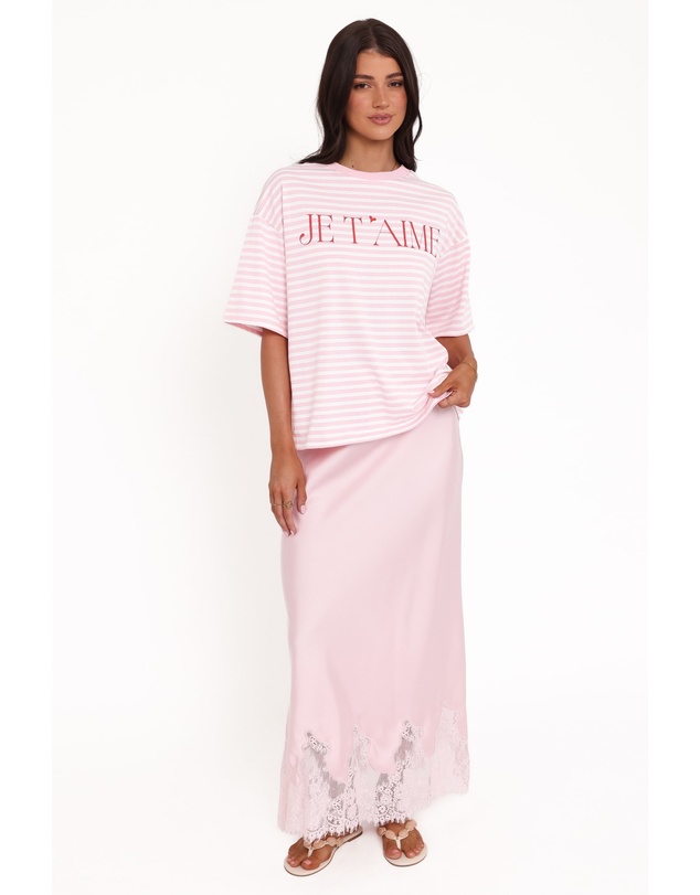 Petal & Pup - Marly Je T'Aime Tee - Pink Stripe