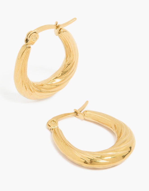 Lovisa - Waterproof Gold Plated Stainless Steel Twisted Hoop Earrings