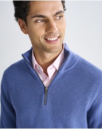 3 Wise Men - 3 Wise Men Frost Zip Neck Wool Blend Knit - Vintage Blue