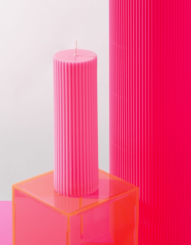XRJ Celebrations - Pillar Neon Pink Candle