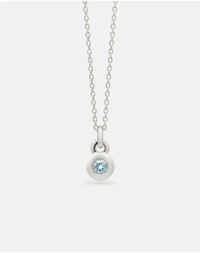 Najo - March Silver & Aquamarine Birthstone Necklace