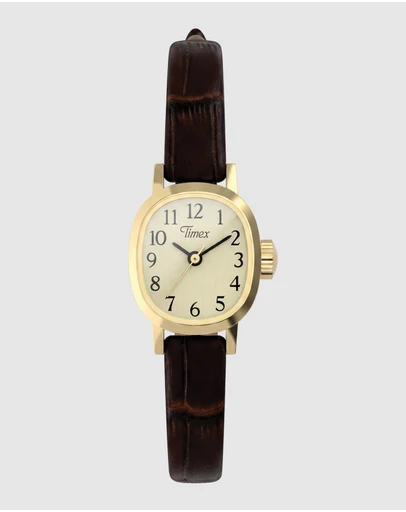 TIMEX - Cavatina® Mini 17mm Brown Crocodile Grain Leather Strap Watch
