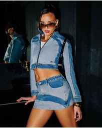 Neon Hart - Y2K Denim Moto Jacket