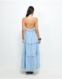 AERE - Ivara V-Neck Tiered Maxi Dress
