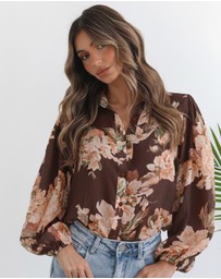 Esther & Co - Veiga Blouse - Choc Floral