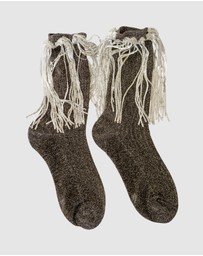 High Heel Jungle - Stevie Metallic Lurex Socks With Glitter Fringe