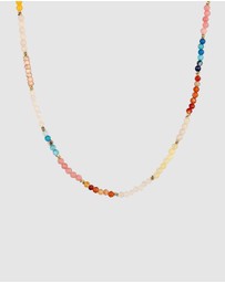 Elli Jewelry - Necklace Agate Beaded Summer 925 Sterling Silver Gold-Plated