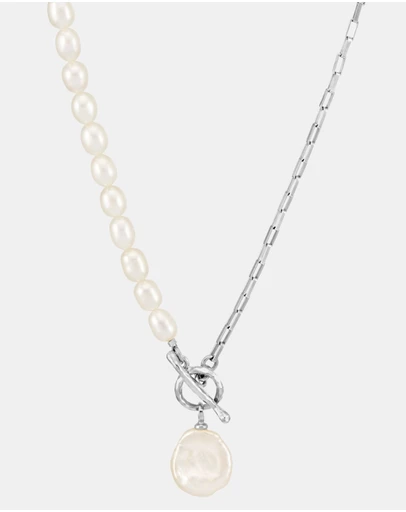 Dower & Hall - Women's Timeless Keshi Pearl Drop Chain Necklace In Sterling Silver