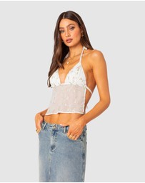 EDIKTED - Embroidered Open Back Top