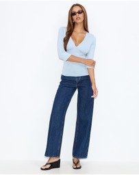 Dazie - Cherry 3/4 Sleeve V-Neck Top