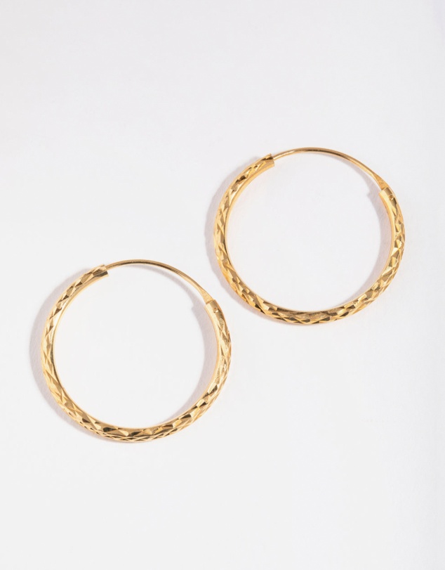 Lovisa - Gold Plated Sterling Silver 25mm Diamond Cut Hoop Earrings