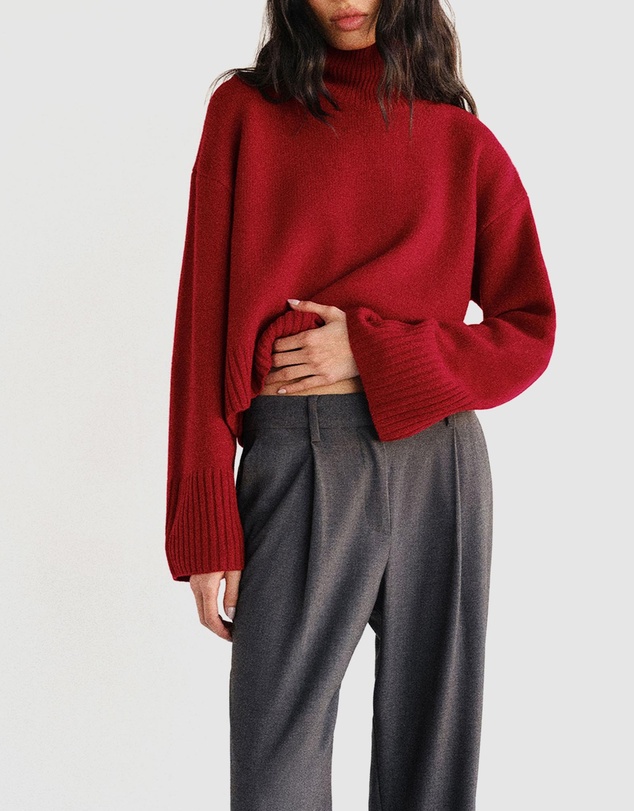Reformation - March Regenerative Wool Cropped Turtleneck Jumper