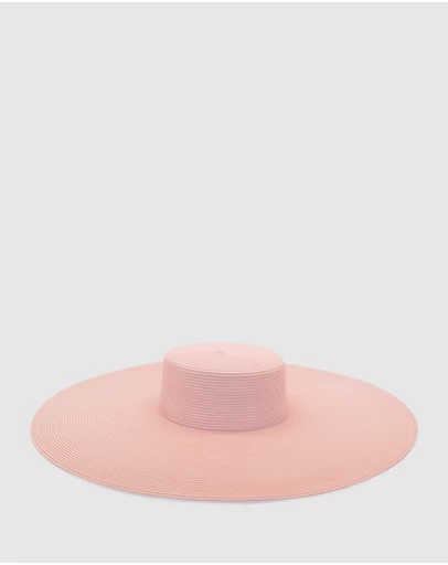 Morgan & Taylor - Savannah Racewear Wide-Brim Boater in Ballet Pink