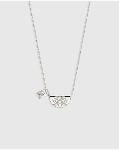 By Charlotte - Silver Lotus and Little Buddha Short Necklace