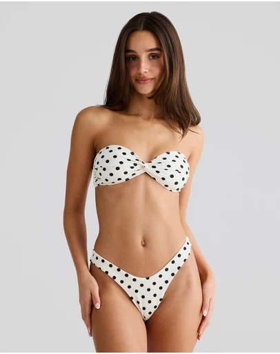 Vacay Swimwear - Positano Bottom Ivory Polka
