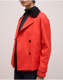 Trenery - Corduroy Collar Short Trench in Spice Red