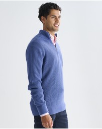 3 Wise Men - 3 Wise Men Frost Zip Neck Wool Blend Knit - Vintage Blue