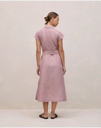 Trenery - Linen End On End Stripe Shirt Dress in Light Pink