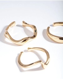 Lovisa - Gold Plated Molten Ring Pack