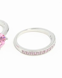 Lovisa - Pink Cubic Zirconia 3 Ring Stack Pack