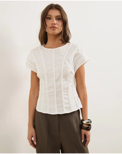 Atmos&Here - Ada Panelled Linen Blend Top
