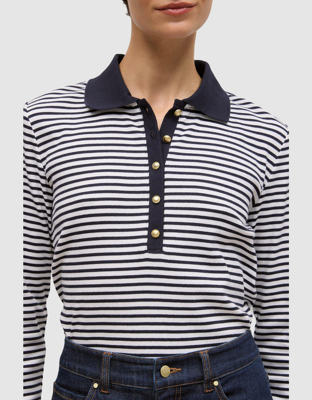 Trenery - Cotton Stripe Button Detail Polo