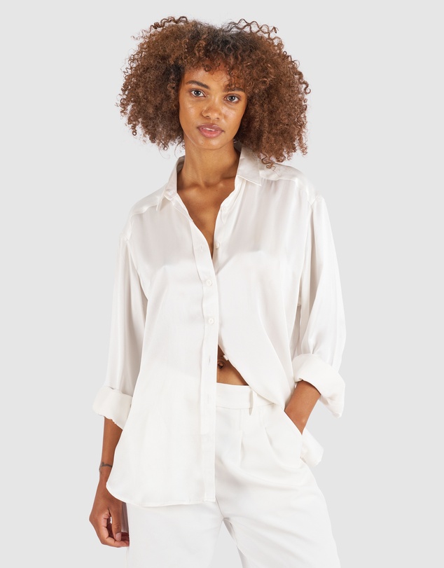 CAMIXA - Soie Satin Oversized Silk Shirt